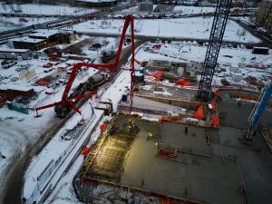 Heavy Equipment Used on a Snowy Construction Site